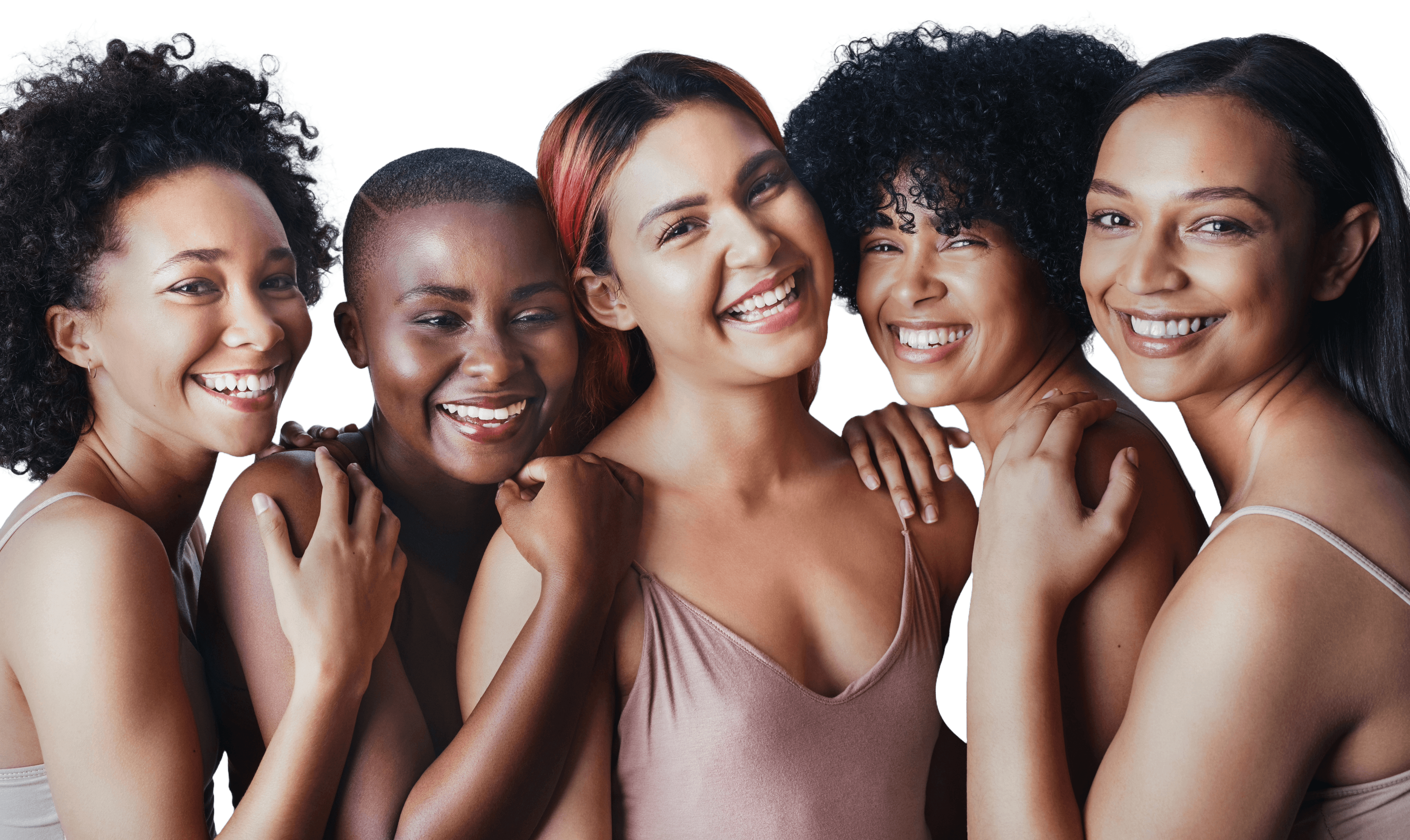 Diverse group of women smiling together